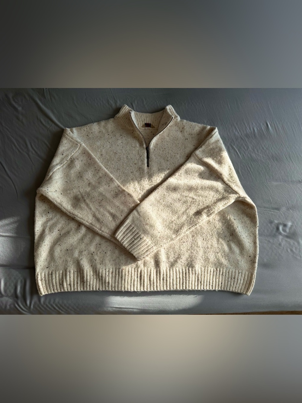 WindRiver Flecked Quarter Zip Knit Sweater - Cream Speckled